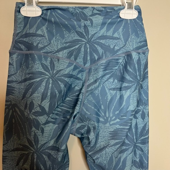 P'Tula Blue Palm Tree Leaves High Rise Leggings Size XS - Picture 6 of 9